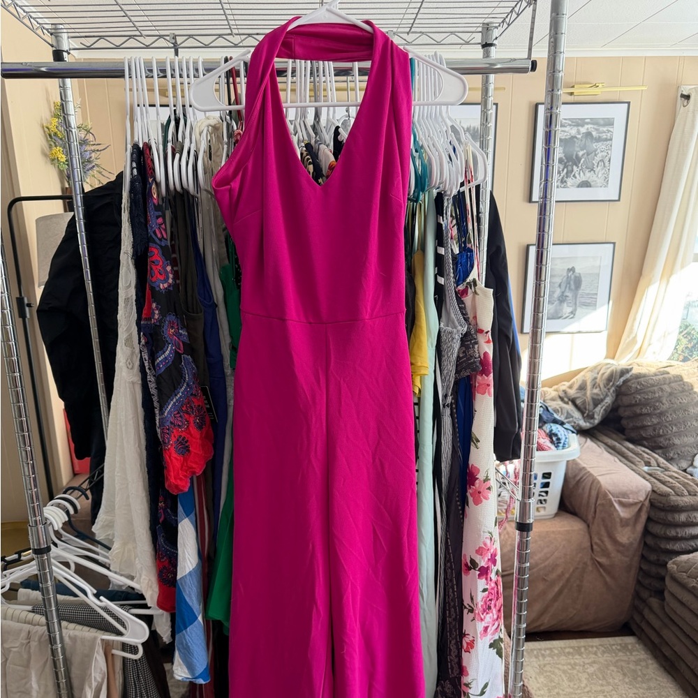 Elegant Pink Sleeveless Cross-Back Jumpsuit